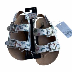 Jumping Beans Kids Sandals - White with Colorful Butterfly Print